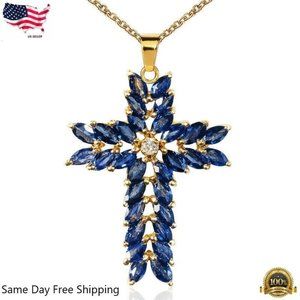 Fashion Cross Silver Necklaces Pendant Cubic Zirconia Women Wedding Jewelry Gift